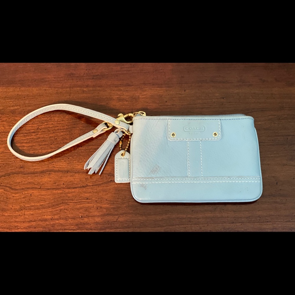 Coach Light Blue Leather Wristlet